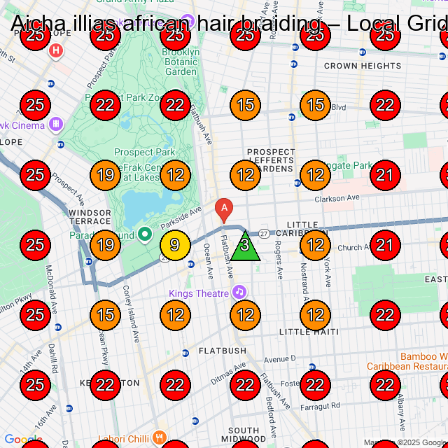 Aicha illias african hair braiding GeoGrid visibility map for Hair Salon in Brooklyn